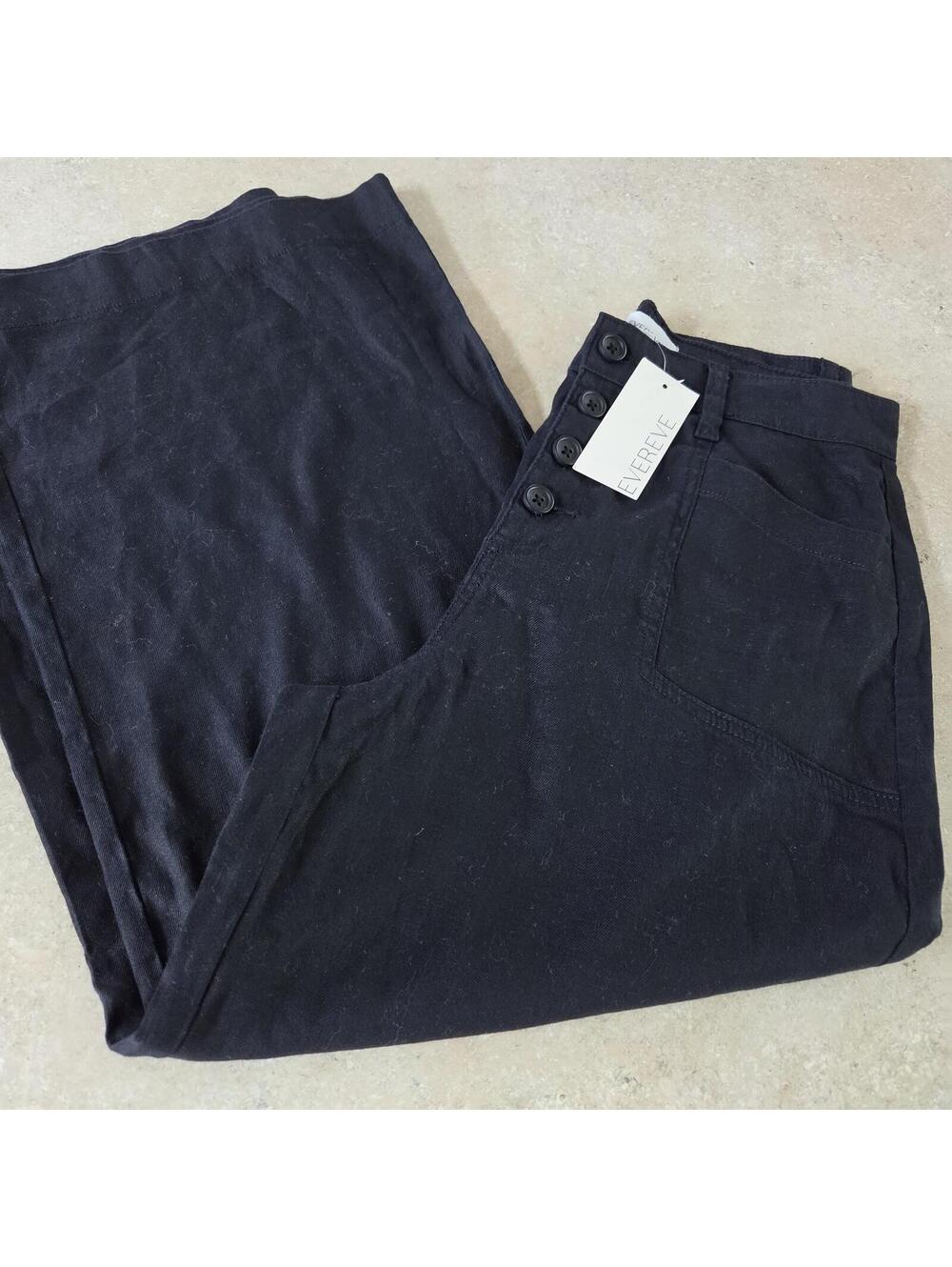 Evereve  Black Linen Blend Pants Size 28 new